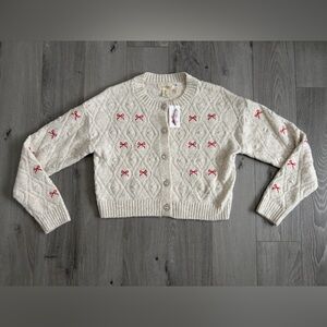 NWT Jessica Simpson Cardigan with Red Bows and Sparkle Buttons size Large